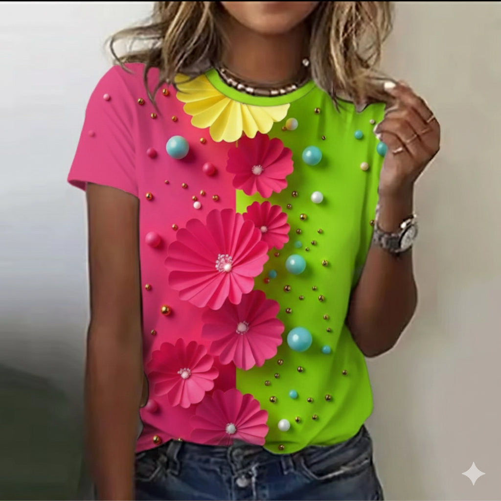 FULL BODY 3D PRINT LADIES HALF SLEEVE T-SHIRT