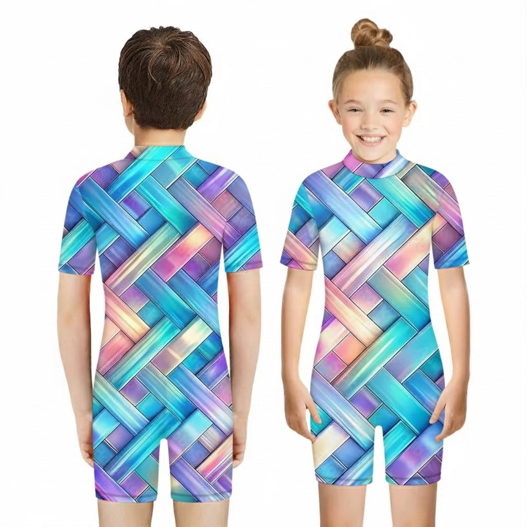 BABY HALF SLEEVE SWIMMING SUIT WITH CAP 02 ( 2Y TO 14YEAR)