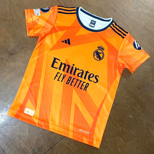 REAL MADRID ORANGE  FULL BODY PRINT PREMIUM QUALITY KIDS JERSEY