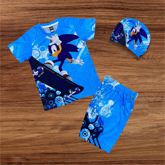 SONICKIDS TOP BOTTOM SET WITH CAP (COTTON MATERIAL)